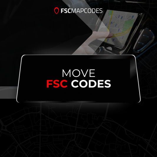 FSC MAPCODES device with a map on a screen, branded 'FSC MAPCODES'.